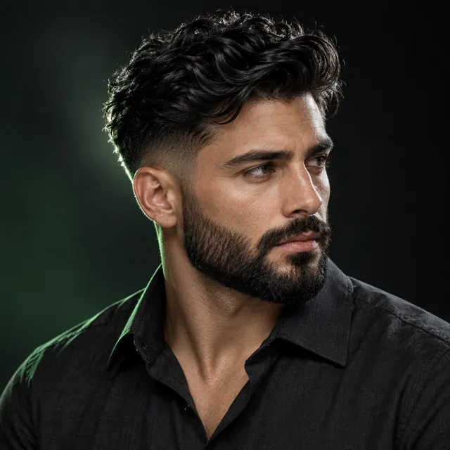 Corte masculino y barba negra